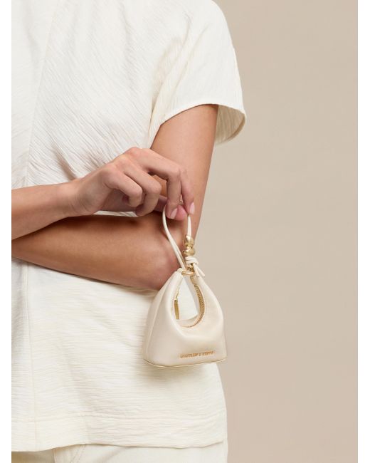 Charles & Keith White Micro Augustine Eel-Effect Chain-Handle Bag