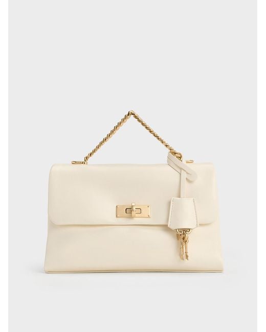 Charles & Keith Natural Kerry Chain-Handle Crossbody Bag