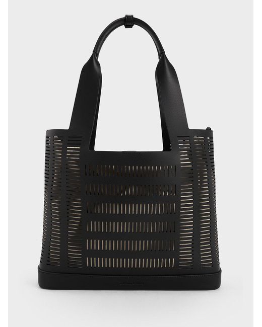 Charles & Keith Black Delphi Cut-out Tote Bag