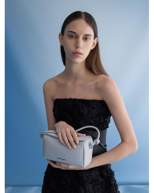 Charles & Keith Gray Sammie Knotted-Handle Boxy Bag