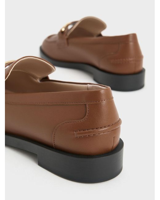 Charles & Keith Brown Metallic-accent Loafers