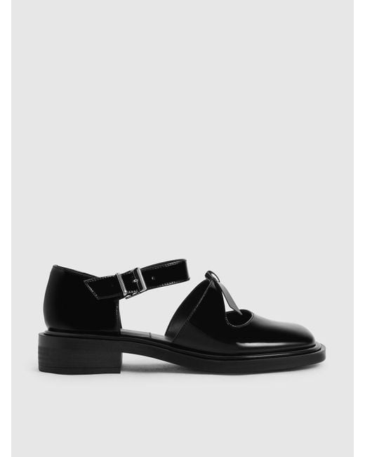 Charles & Keith Rumi Patent Leather Bow-tie Mary Jane Flats in Black | Lyst