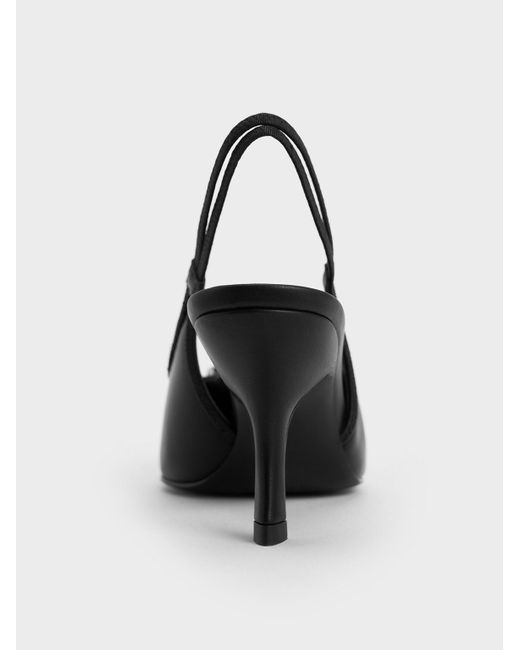Charles & Keith Black Buckled Pointed-toe Slingback Pumps