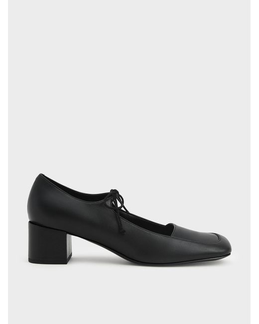 Charles & Keith Bowtie Block Heel Pumps in Black Lyst