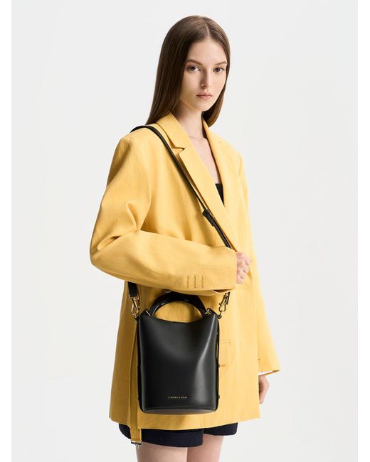 Charles & Keith Marlin Acrylic Handle Bucket Bag in Black Lyst