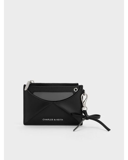 Charles & Keith Black Hazel Bow Panelled Card Holder