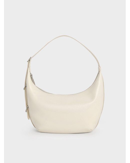 Charles & Keith White Bryna Curved Hobo Bag