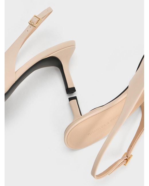 Charles & Keith Natural Metallic-accent Slingback Pumps