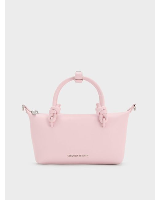 Charles & Keith Pink Sammie Knotted-Handle Tote Bag