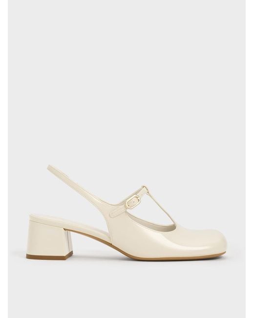 Charles & Keith Natural T-bar Slingback Mary Jane Pumps