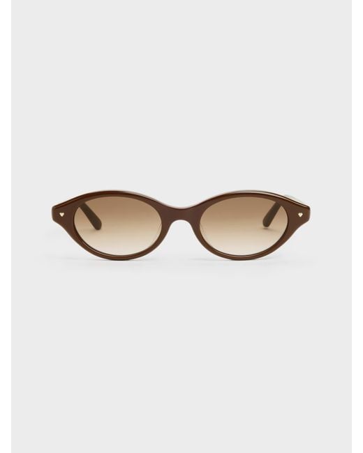 Charles & Keith Natural Pecola Oval Sunglasses