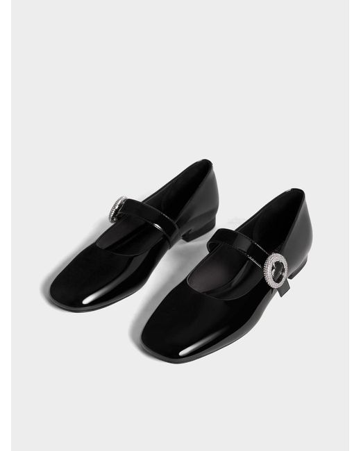Charles & Keith Patent Crystalembellished Buckle Mary Jane Flats in