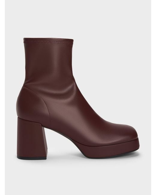 Charles & Keith Brown Platform Ankle Boots