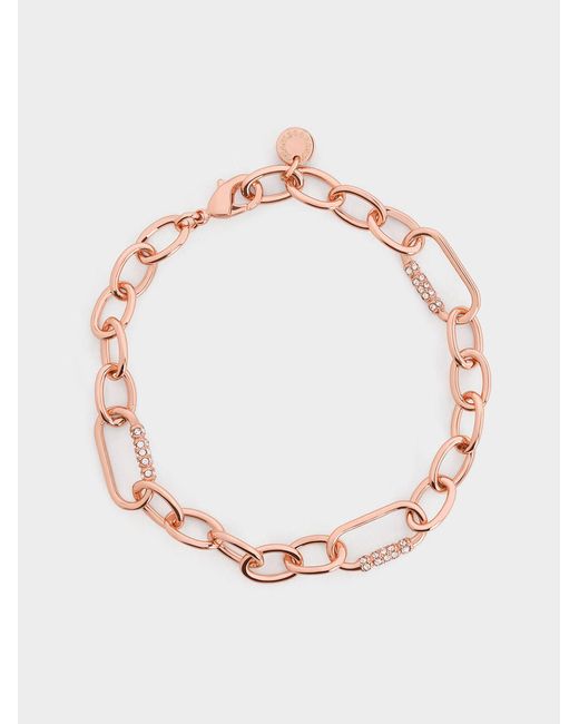 Charles & Keith Metallic Reagan Crystal Chain-link Bracelet