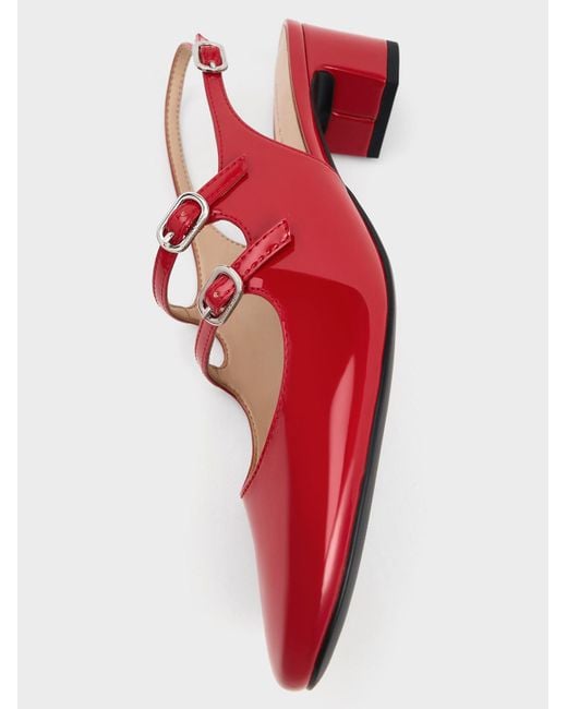 Charles & Keith Red Double-strap Slingback Mary Jane Pumps