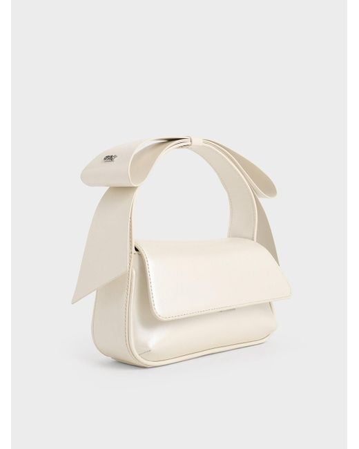 Charles & Keith Natural Leather Bow Top-handle Bag