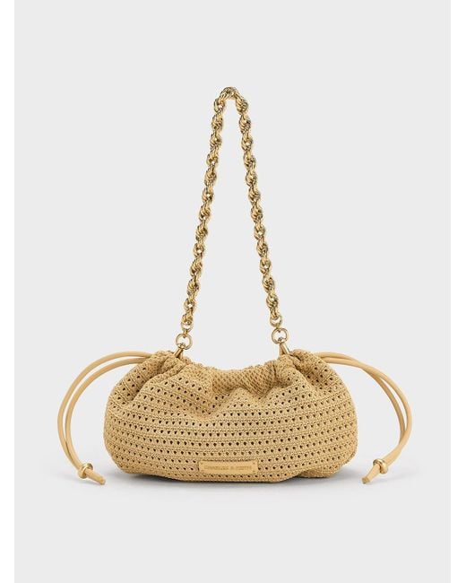 Charles & Keith Natural Ida Knitted Chain-handle Clutch