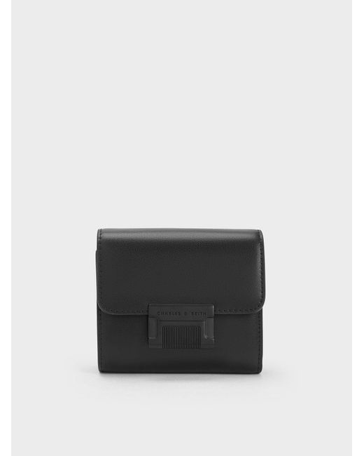 Charles & Keith White Metallic Accent Short Wallet