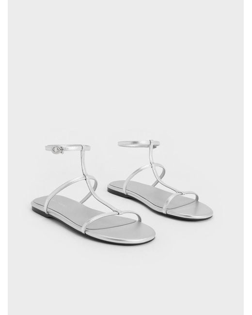 Charles & Keith White Recycled Polyester Gladiator Sandals