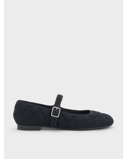 Charles & Keith White Carmel Felt Quilted Mary Jane Flats