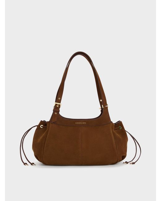 Charles & Keith Brown Lillith Drawstring Tote Bag