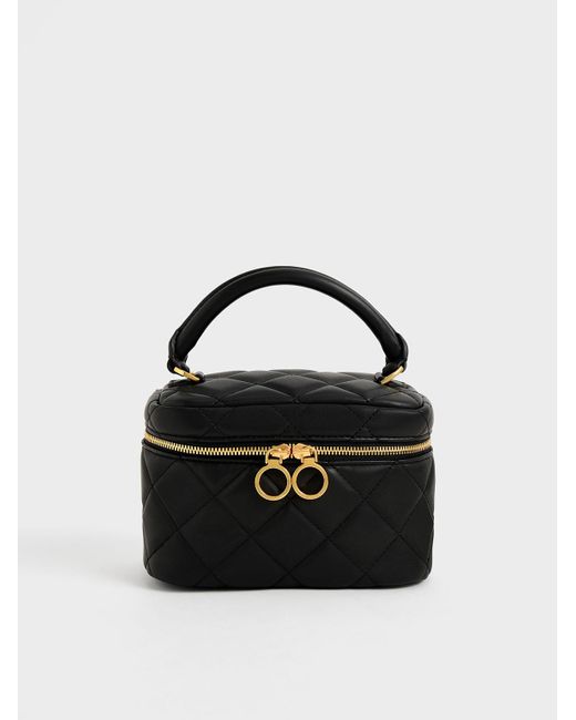 Charles & Keith Quilted Twoway Zip Mini Bag in Black Lyst