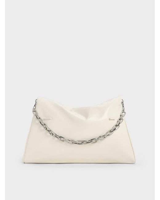 Charles & Keith Natural Andromeda Chunky-chain Trapeze Tote Bag