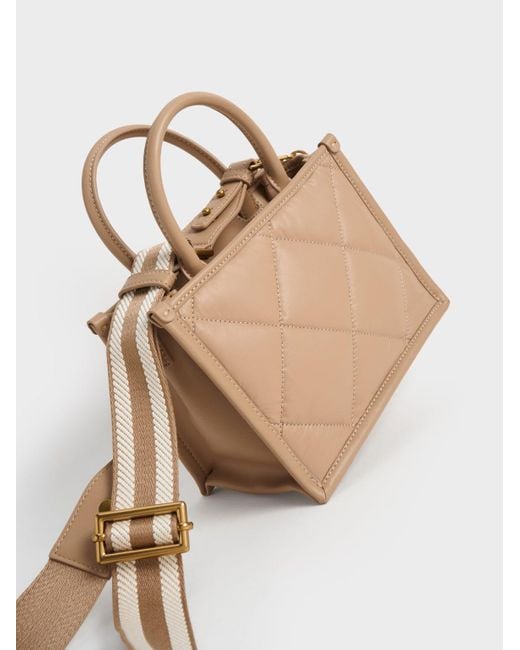 Charles & Keith Natural Celia Quilted Tote Bag
