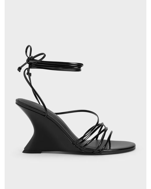 Charles & Keith Black Noona Strappy Wedges