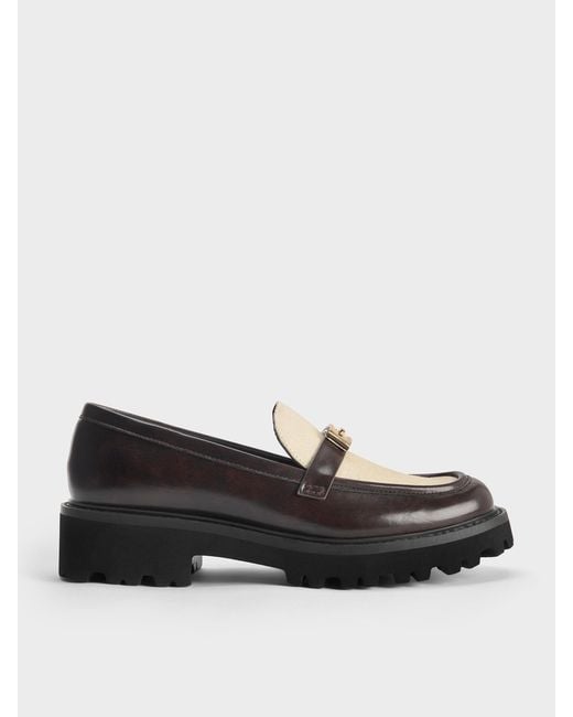 Charles & Keith Black Lando Canvas Platform Loafers