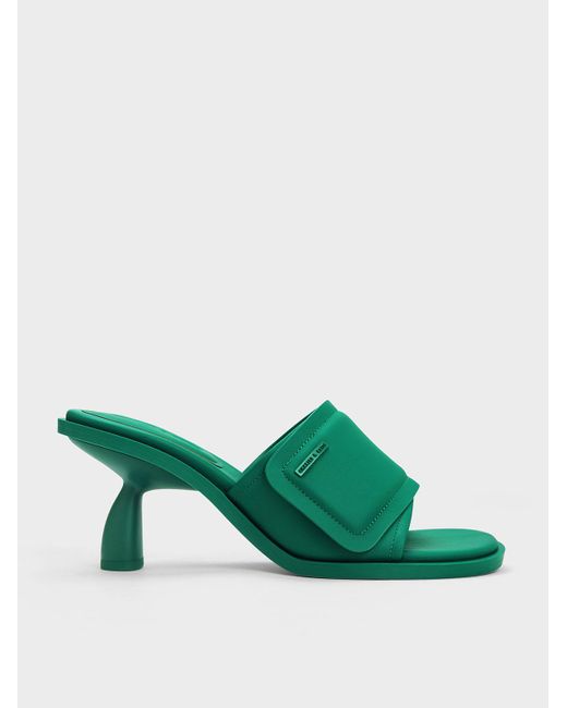 Charles & Keith Green Puffy Sculptural Heel Mules