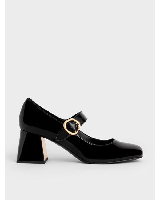 Charles & Keith Black Patent Buckled Mary Jane Pumps