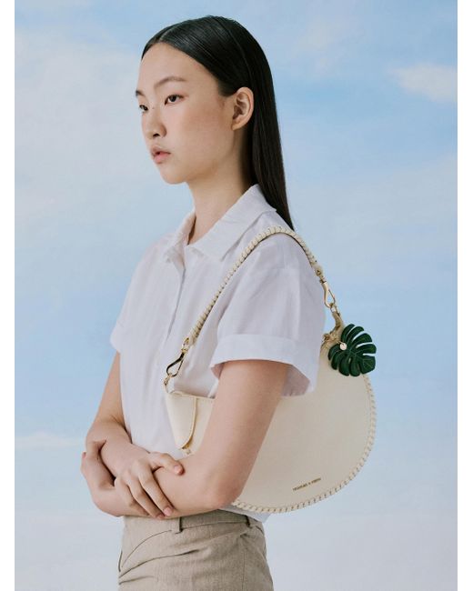 Charles & Keith Natural Blume Braided Curved Hobo Bag