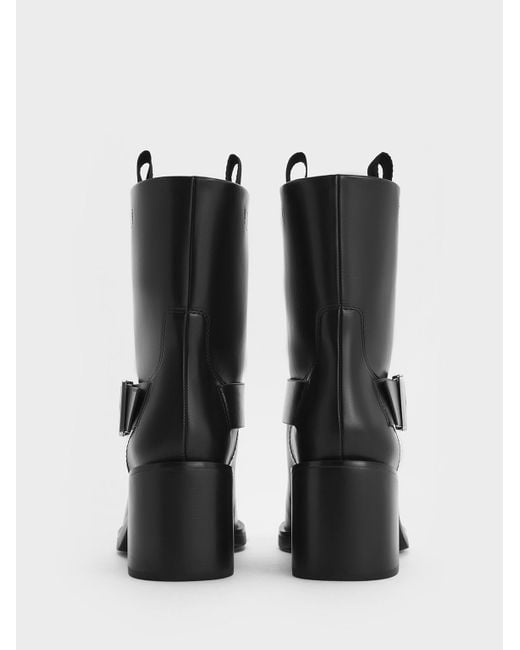 Charles & Keith Black Kailey Side-buckle Ankle Boots