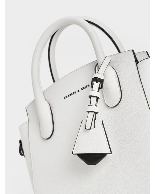 Charles & Keith White Harper Structured Top Handle Bag