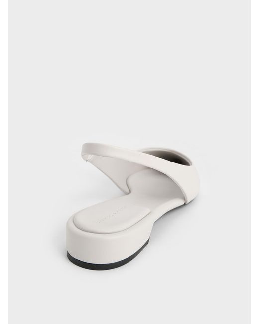 Charles & Keith White Pointed-Toe High-Vamp Slingback Flats