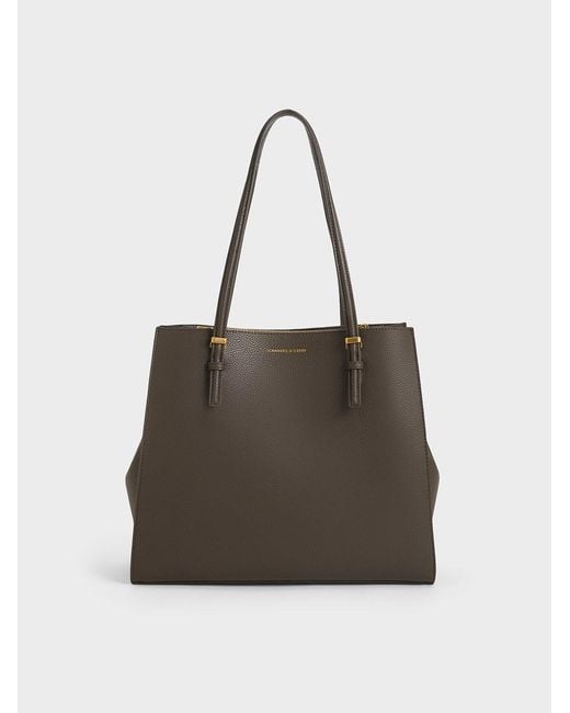 Charles & Keith Sansa Tote Bag in Brown | Lyst