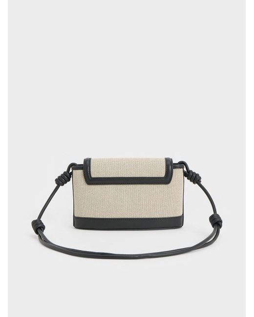 Charles & Keith White Sabine Canvas Knotted-strap Bag