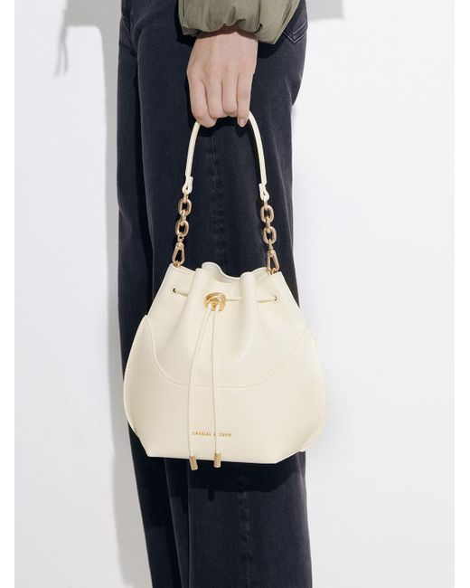 Charles & Keith White Cassiopeia Bucket Bag