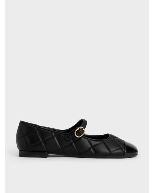 Charles & Keith Toe-cap Quilted Mary Janes in Black | Lyst Australia