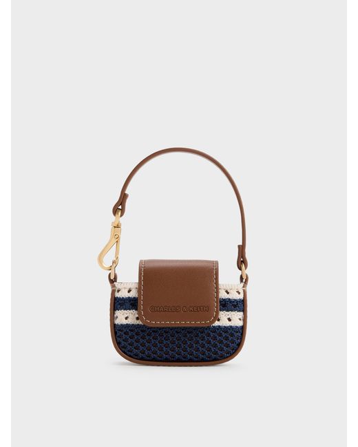 Charles & Keith Blue Ida Striped Knitted Micro Pouch