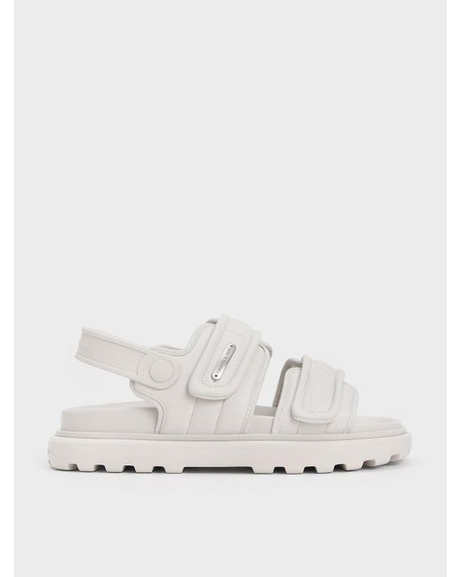 Charles & Keith White Romilly Puffy Sports Sandals