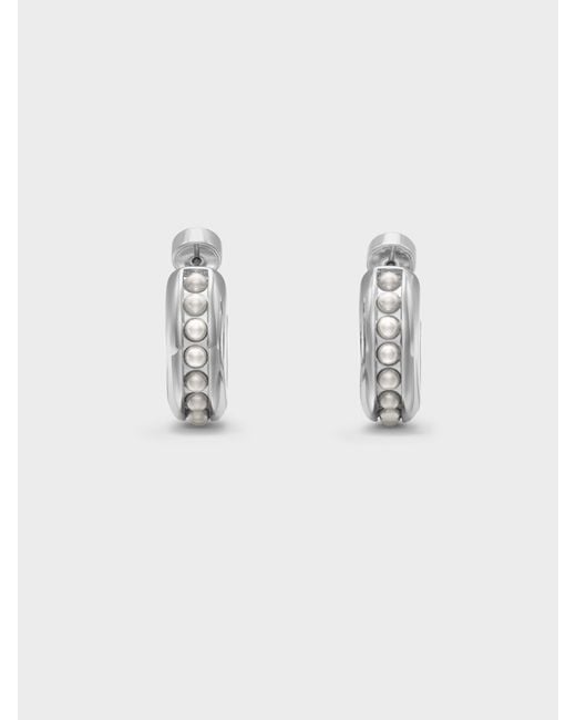 Charles & Keith Metallic Pearl Open-Hoop Earrings