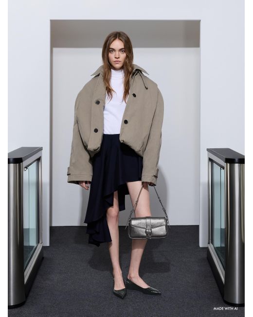 Charles & Keith White Blaise Belted Shoulder Bag