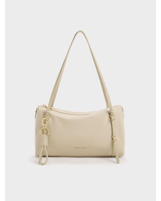 Charles & Keith Natural Levy Nylon Shoulder Bag