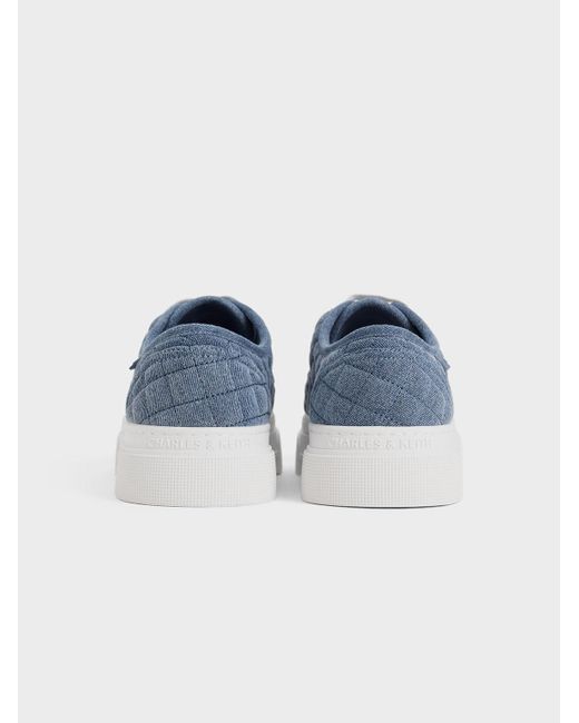 Charles & Keith Blue Joshi Denim Quilted Sneakers