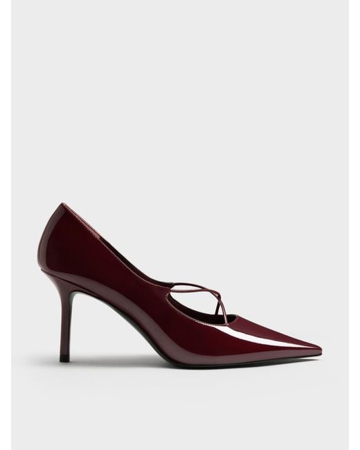 Charles & Keith Purple Patent Crossover Pointed Pumps