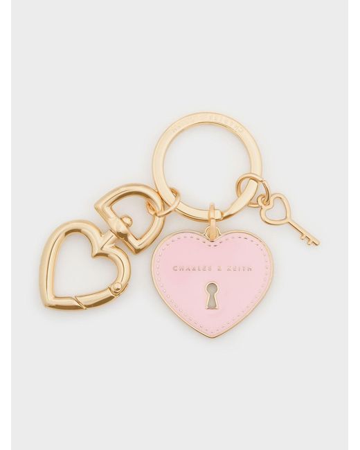 Charles & Keith Pink Heart Lock Keychain