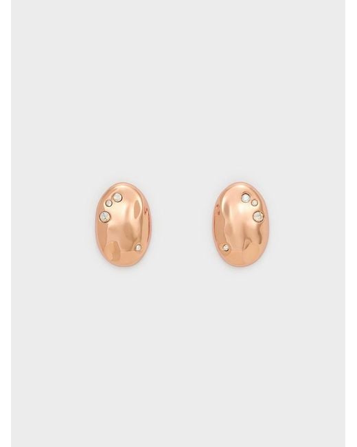 Charles & Keith White Ottilie Crystal Sculptural Stud Earrings