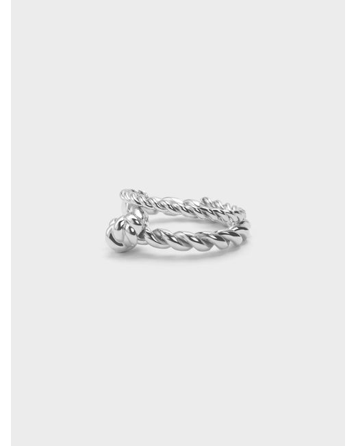 Charles & Keith White Sable Rope-Knot Two-Ring Set